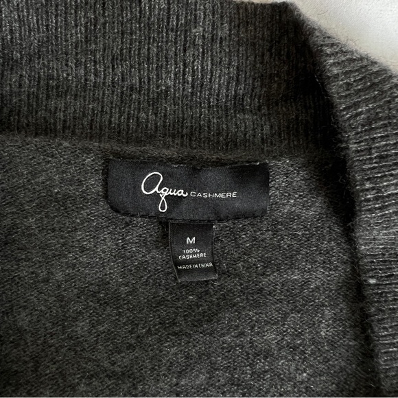 100% Cashmere Vintage Y2K Aqua Gray Open-Front Short Sleeve Sweater - Picture 6 of 9